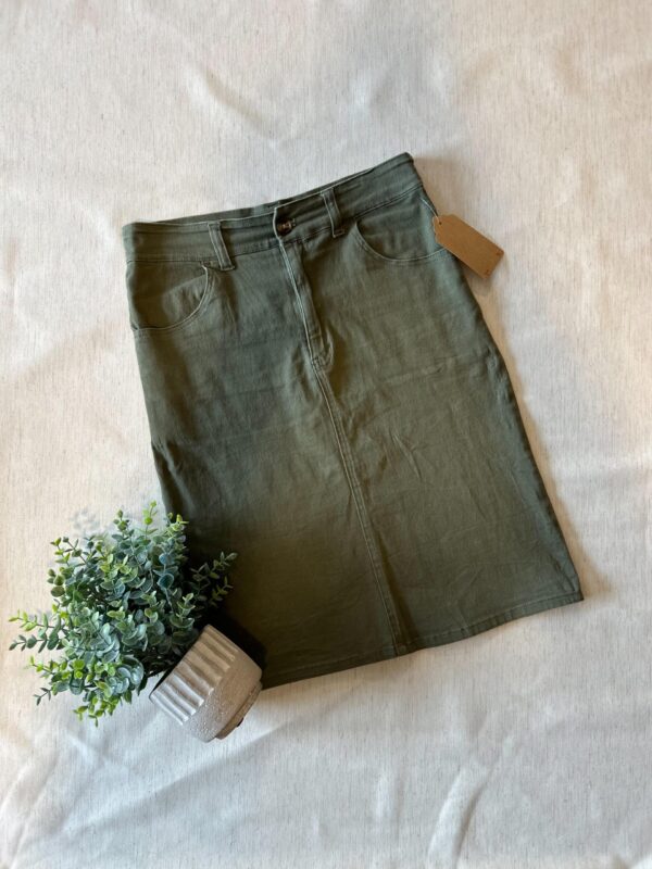 Army green jean skirt