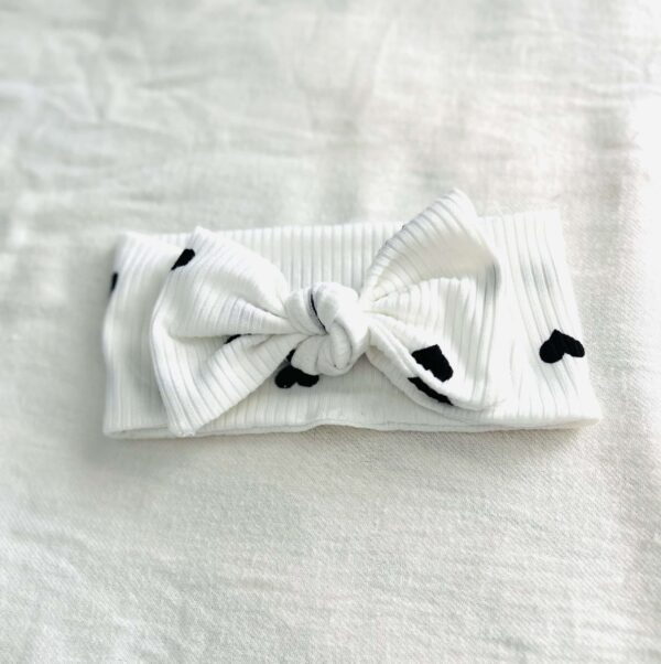 White/black heart headband