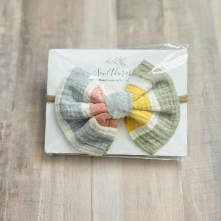 Blue/green/pink/yellow striped headband