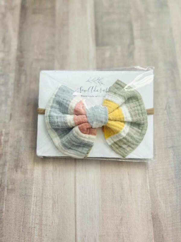 Blue/green/pink/yellow striped headband