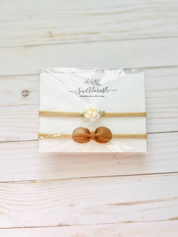 Leather/flower headband set