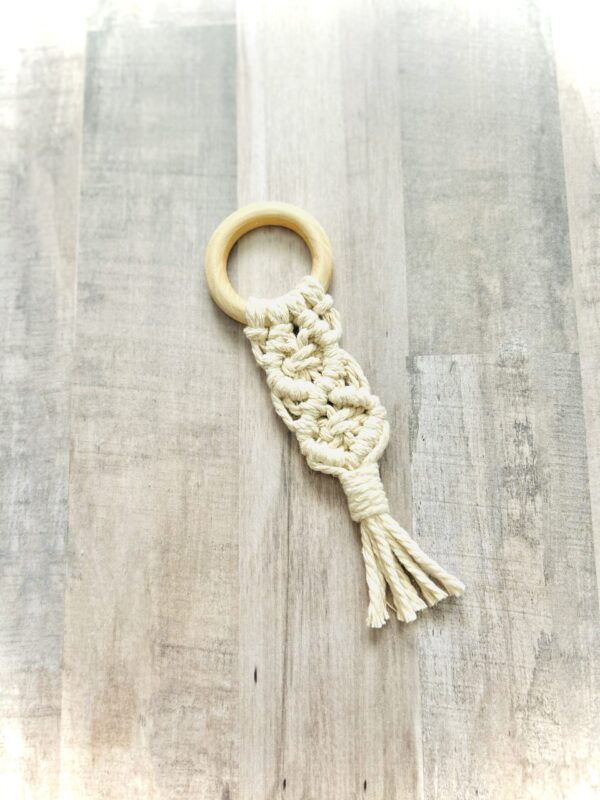 White macrame teether