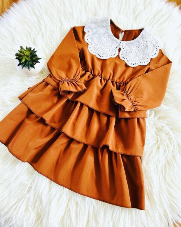 Burnt orange/lace collar dress