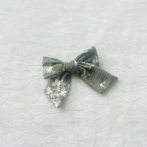 Sage floral pinwheel bow
