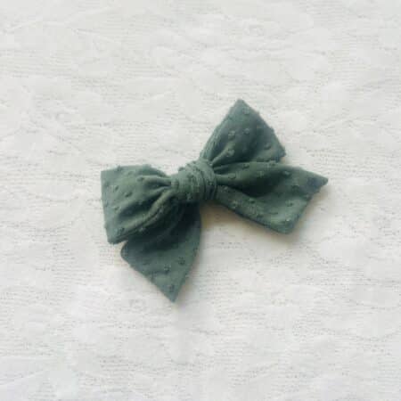 Blue Swiss dot pinwheel bow