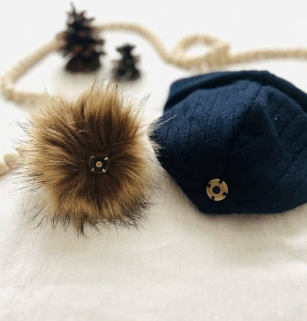 Navy cable knit hat w/ Pom Pom - Image 2