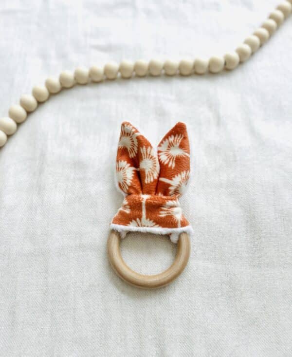 Burnt orange floral teether