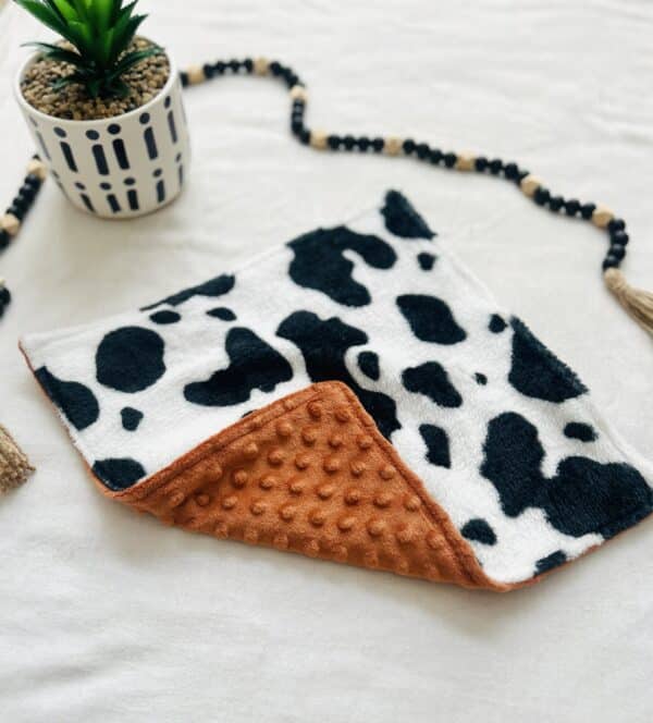 Burnt orange/cow print lovey