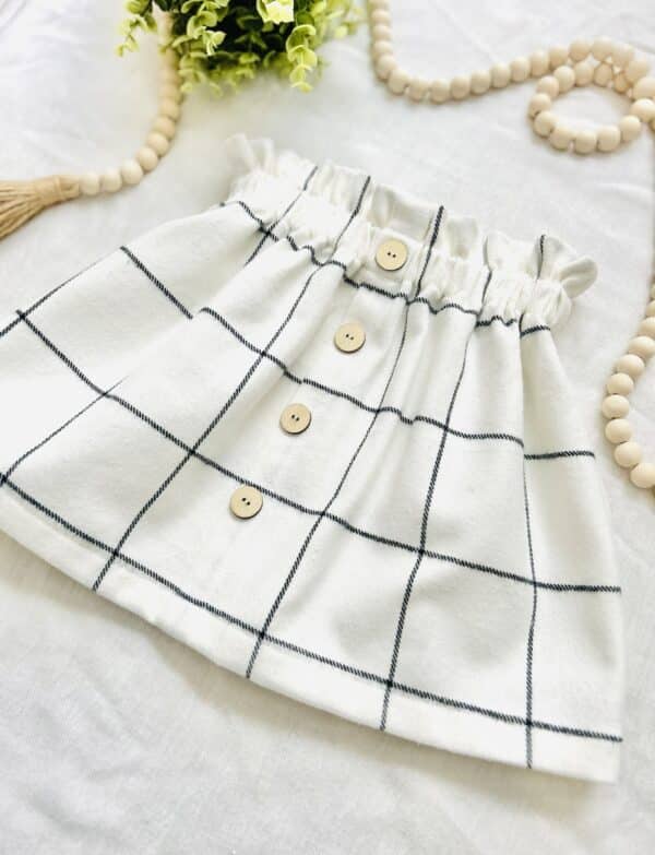 White/black plaid paper bag skirt - Image 2