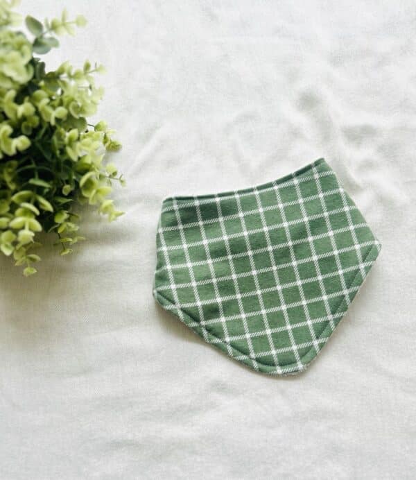 Green plaid bandana bib