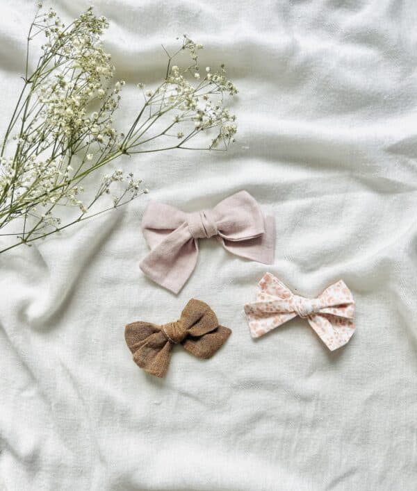 Pink/brown/floral bow set