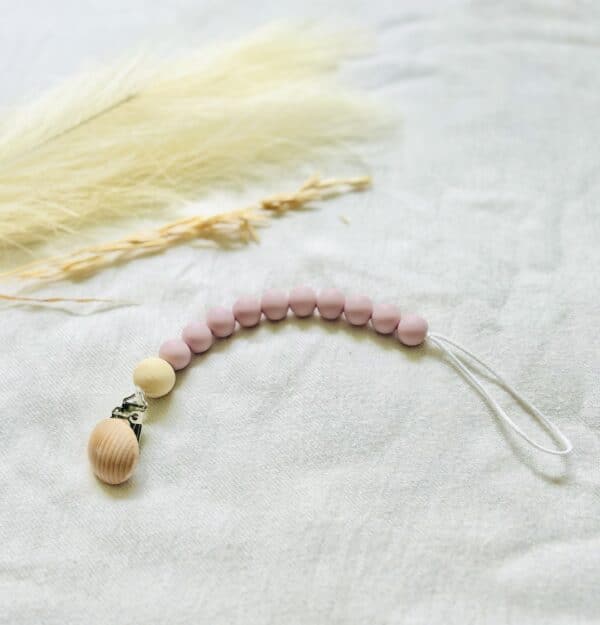 Light pink wooden Paci clip