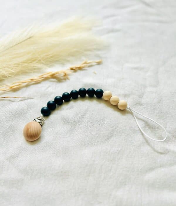 Navy wooden Paci clip