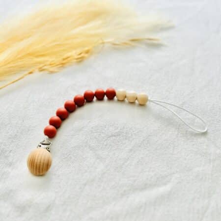Burnt orange wooden Paci clip