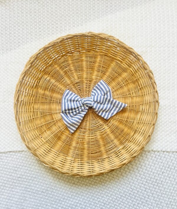 Blue/ white striped pinwheel bow