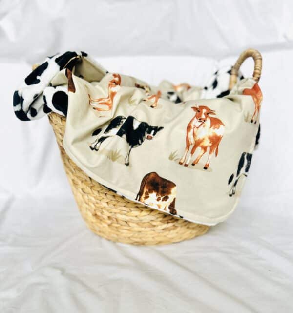 Tan cow blanket