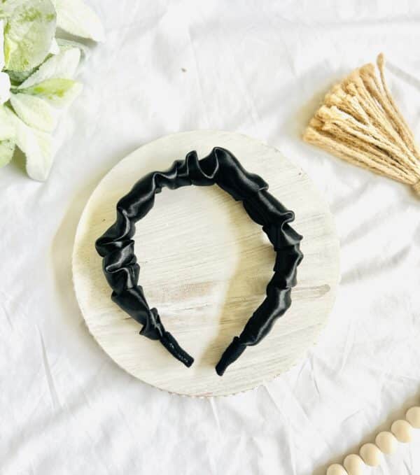 Silk Black scrunched headband