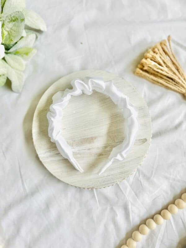 Silk White scrunched headband