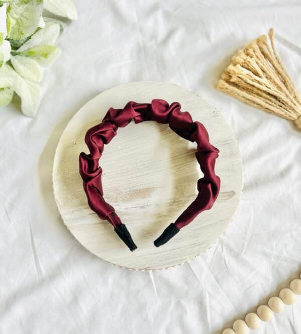 Silk burgundy scrunched headband