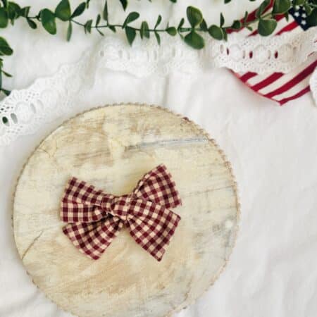 Red/tan plaid pinwheel bow